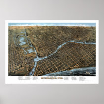 Milwaukee, WI Panoramic Map - 1872 Print