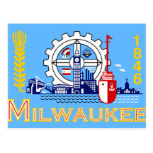 Milwaukee, Wisconsin, United States flag Postcard