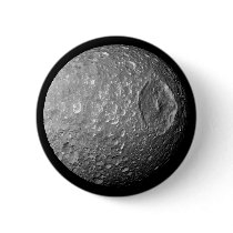 Mimas the Moon of Saturn from Cassini Spacecraft Pinback Buttons