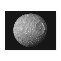 Mimas the Moon of Saturn from Cassini Spacecraft Postcards