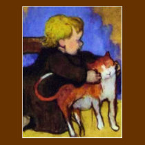Mimi and Her Cat by Paul Gauguin postcards