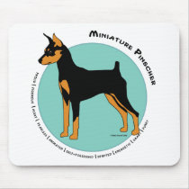 Min Pin Fearless Black and Tan on Green mousepads