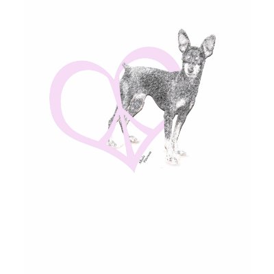Min Pin Heart Peace Sign Tee Shirt by dtreasures