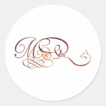 Min Pin in elegant script Round Stickers