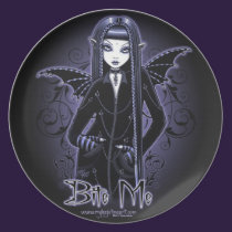 "Mina" Gothic Blue Bite Me Vampire Fae Plate plates
