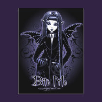 "Mina" Gothic Blue Bite Me Vampire Fairy Postcard