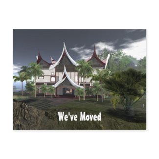 Minangkabau House Tropical We've Moved Card postcard