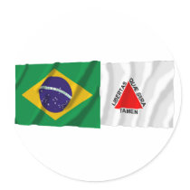 Minas Gerais & Brazil Waving Flags Round Stickers