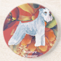 Minature Schnauzer - Autumn Floral Design Beverage Coasters