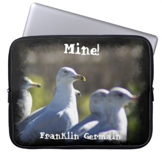 Mine! Seagull on a Rail Black Edge Laptop Sleeve