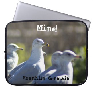 Mine! Seagull on a Rail Laptop Computer Sleeves