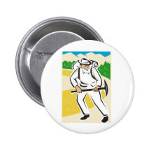 miner with pick ax and backpack mountains retro pins