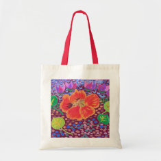 Ming Dynasty Lotus Red Grocery Tote Bag