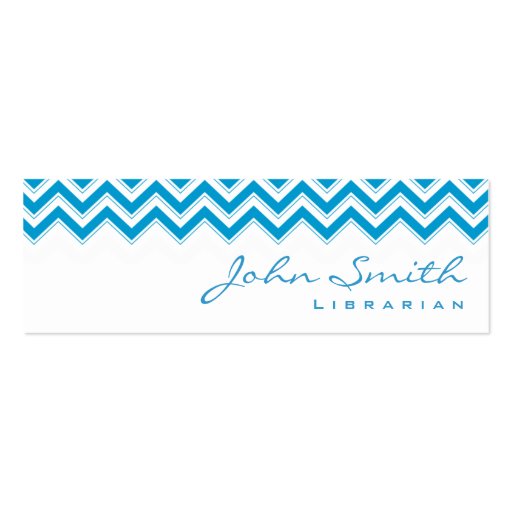 Mini Blue Zigzag Librarian Business Card (front side)