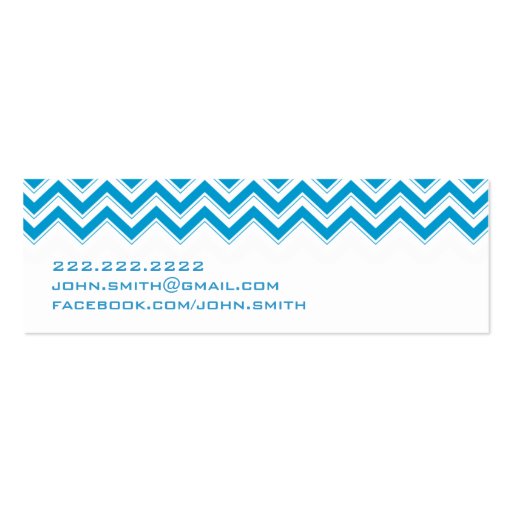 Mini Blue Zigzag Librarian Business Card (back side)