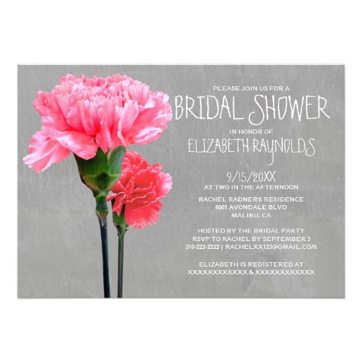 Mini-Carnation Bridal Shower Invitations