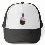 Mini cupcake with number nine candle trucker hats