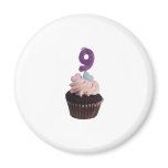 Mini cupcake with number nine candle refrigerator magnet
