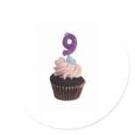 Mini cupcake with number nine candle sticker