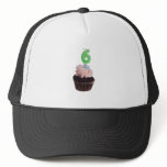 Mini cupcake with number six candle mesh hat