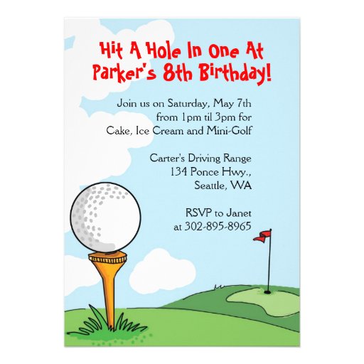 Mini-Golf themed birthday party invitations