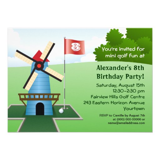 Mini Golf Windmill Fairway Party Invitation