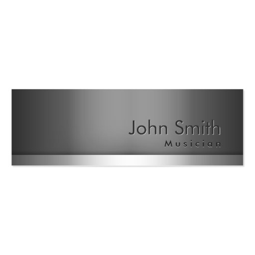Mini Gray Metal Musician Business Card (front side)
