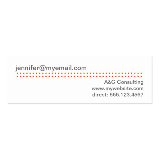 Mini modern micro dot cheery red gray custom business card (back side)