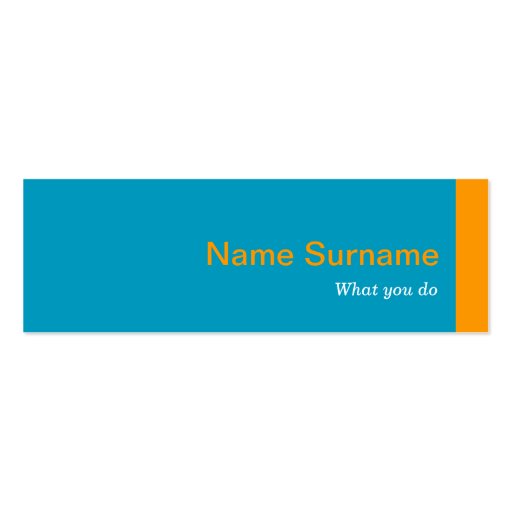 Mini Modern Turquoise Orange Profile Business Card (front side)