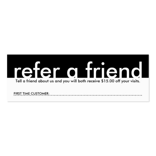 mini refer a friend business card templates (front side)