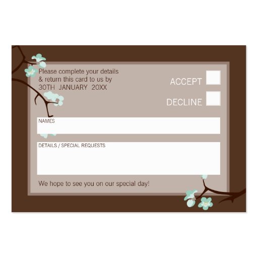 MINI RSVP REPLY CARD :: cherry blossoms 4L Business Card Templates (back side)