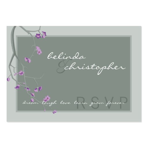 MINI RSVP REPLY CARD :: cherry blossoms 6L Business Card (front side)