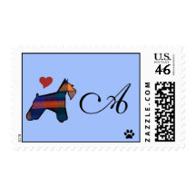Mini Schnauzer Monogram Postage Stamp