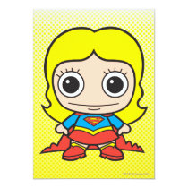chibi supergirl, super girl, dc comics, comic, cartoon, super hero, kids, party, birthday, invitations, japanese toy, heroine, little supergirl, baby supergirl, cute, kid, child, anime, Convite com design gráfico personalizado