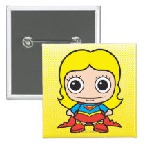 chibi supergirl, super girl, japanese toy, dc comics, comic, cartoon, super hero, heroine, little supergirl, baby supergirl, cute, kid, child, anime, Botão/pin com design gráfico personalizado