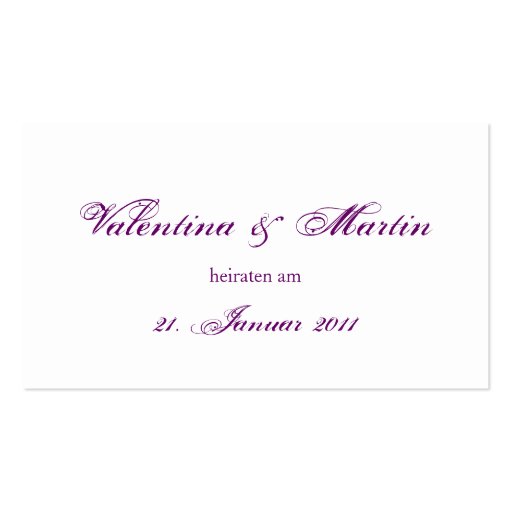 Mini wedding save the DATE cards in PUR-polarizes Business Card Templates (back side)