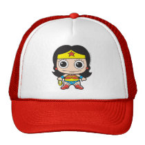 batman, cat woman, superman, wonder woman, batgirl, flash, dc comics, justice league, chibi super heroes, japanese toy cartoon, Trucker Hat with custom graphic design