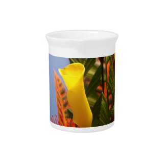 mini yellow calla lilies beverage pitchers