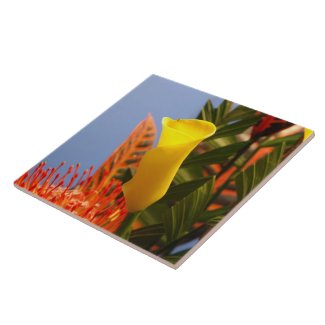 mini yellow calla lily ceramic tiles