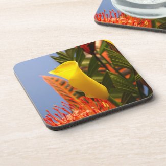 mini yellow calla lily drink coasters