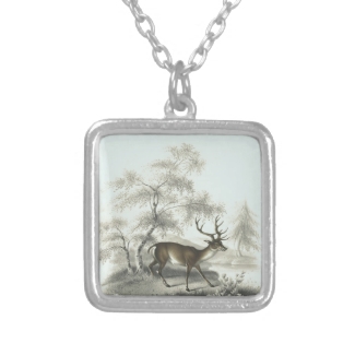 Miniature Art Vintage Deer in Winter Landscape