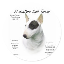 Miniature Bull Terrier History Design stickers by GreyWolfCreation Miniature Bull Terrier History Design stickers