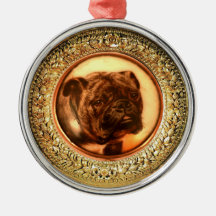 MINIATURE DOG PORTRAITS Bulldog Christmas Ornaments