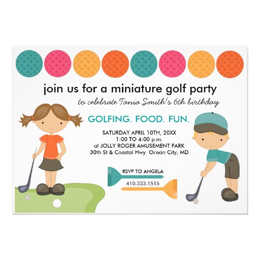 Miniature Golf Birthday Party Invitations for Kids