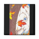 Miniature horse and the fall leaves fridge magnet