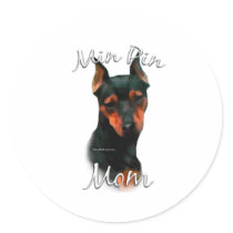 Miniature Pinscher (blk) Mom 2 Round Stickers