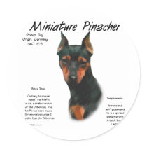 Miniature Pinscher (blk/rust) History Design stickers by GreyWolfCreation Miniature Pinscher (blk/rust) History Design stickers