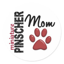Miniature Pinscher Mom 2 Round Sticker
