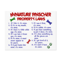 Miniature Pinscher Property Laws 2 postcards by poochloverstuff Miniature Pinscher Property Laws 2 postcards