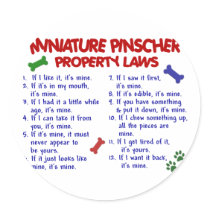 Miniature Pinscher Property Laws 2 Sticker